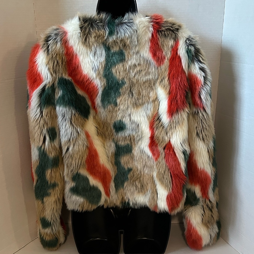 Hot & Delicious Colorful Faux Fur Jacket large - Picture 2 of 16
